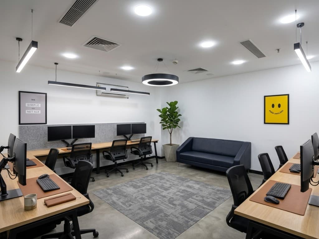 Bitronix office workspace with collaborative desks and lounge seating