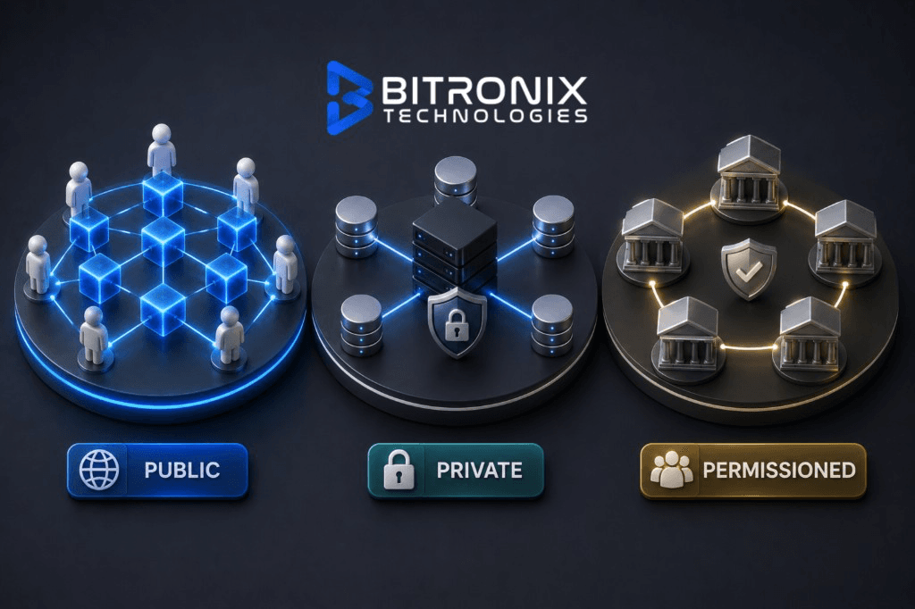 Public vs private vs permissioned blockchain comparison for startups and enterprises in 2026.