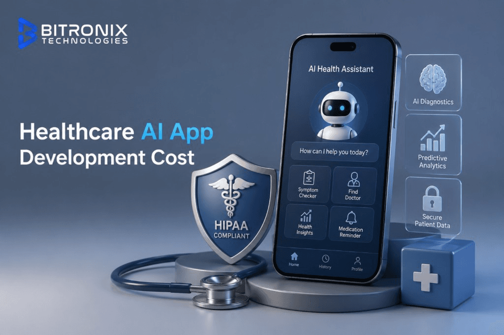 Healthcare AI app development costs in 2026: pricing for chatbots, appointment systems, patient management, image analysis, telemedicine, and predictive analytics.