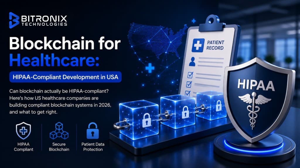 Blockchain for Healthcare: HIPAA-Compliant Development in the USA, private permissioned networks, encrypted PHI references, and audit-ready patient data architecture.