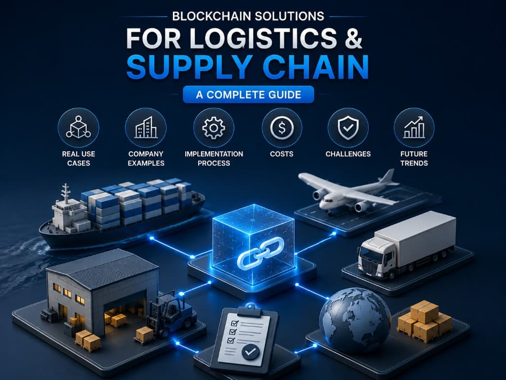Blockchain solutions for logistics and supply chain complete guide 2026 by Bitronix Technologies: traceability, smart contracts, cold chain monitoring, and enterprise implementation.