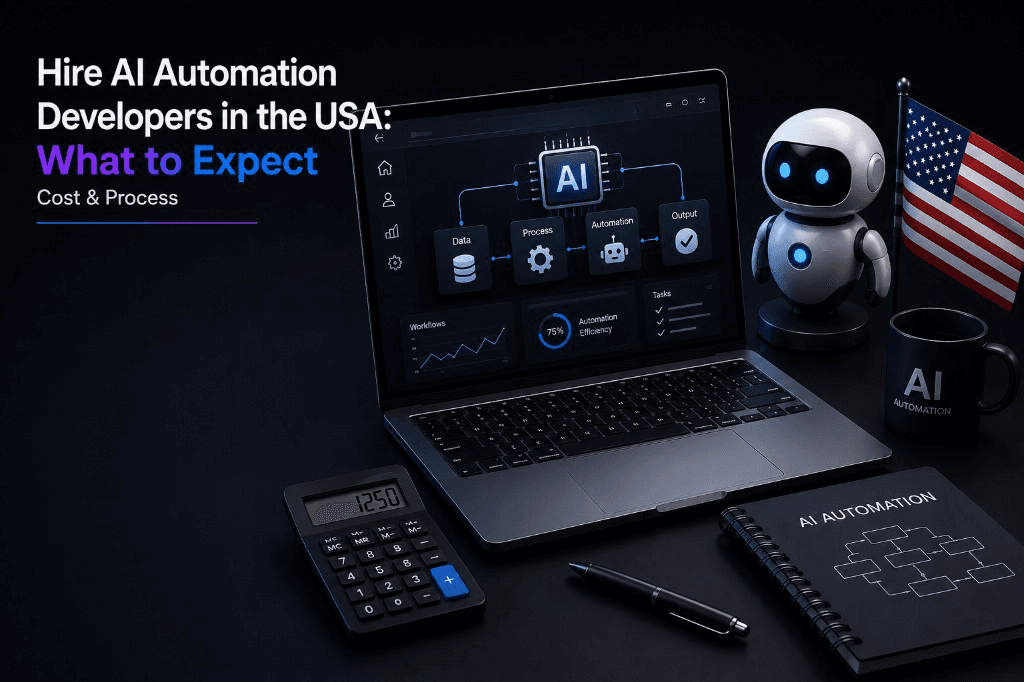 Hire AI automation developers in the USA guide by Bitronix Technologies: cost ranges, hiring models, process steps, and what to check before you sign.