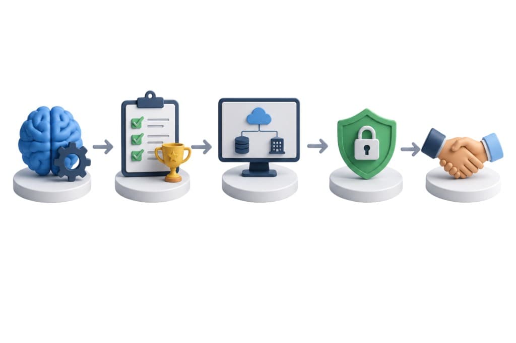 How to choose a generative AI development partner: assess AI customization capabilities, validate production success stories, verify enterprise system integration, prioritize security and compliance, and select the appropriate partner size.
