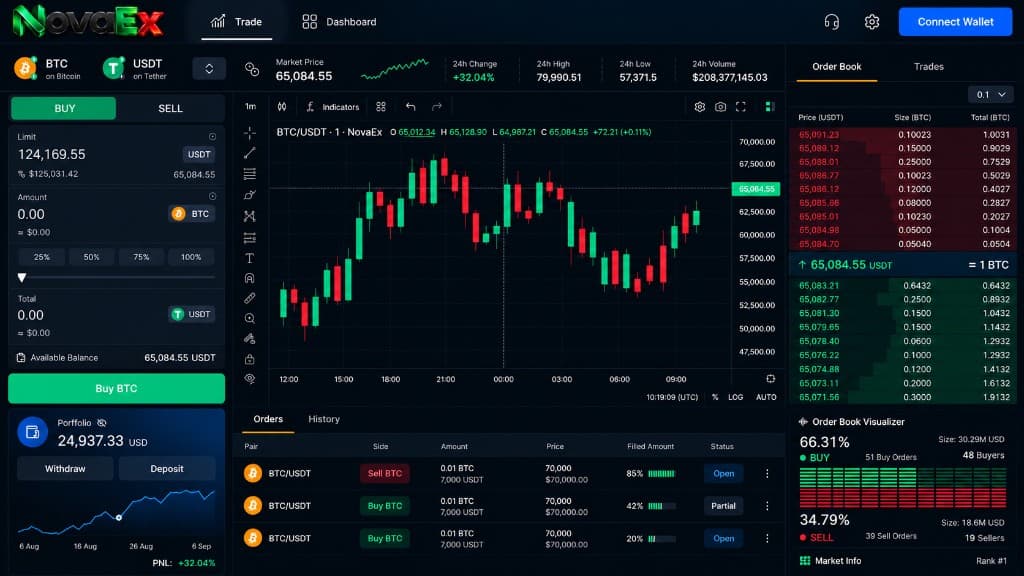 NovaEx product interface