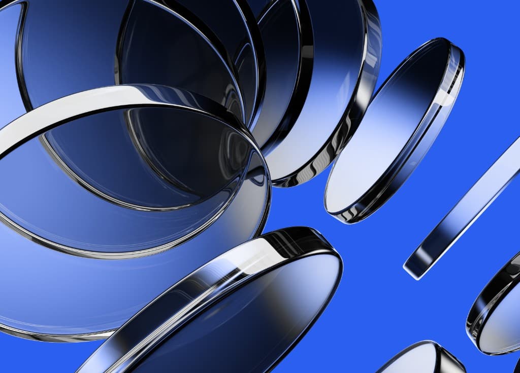 Abstract metallic blue cryptocurrency discs representing custom coin and token launches