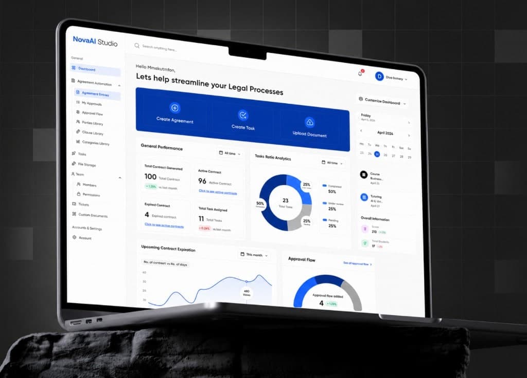 NovaAI Studio smart contract dashboard on a laptop